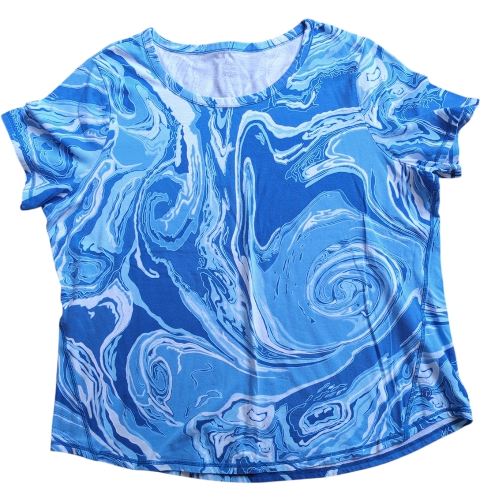 Talbot's Supersoft Jersey Tee, Blue Dynamic Swirls T By Talbot's, 2X, 2XL, XXL - Picture 2 of 11